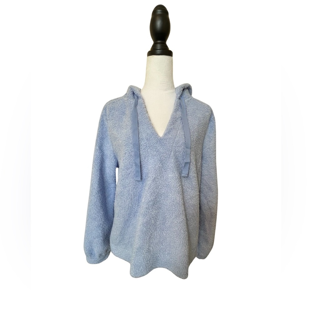 Loft Sherpa hoodie, cropped, light blue